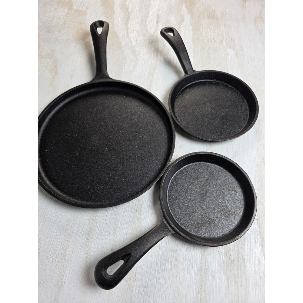 Galerie Cast Iron Skillet Set 3 Piece Mini Frying Pans Black Western Rustic